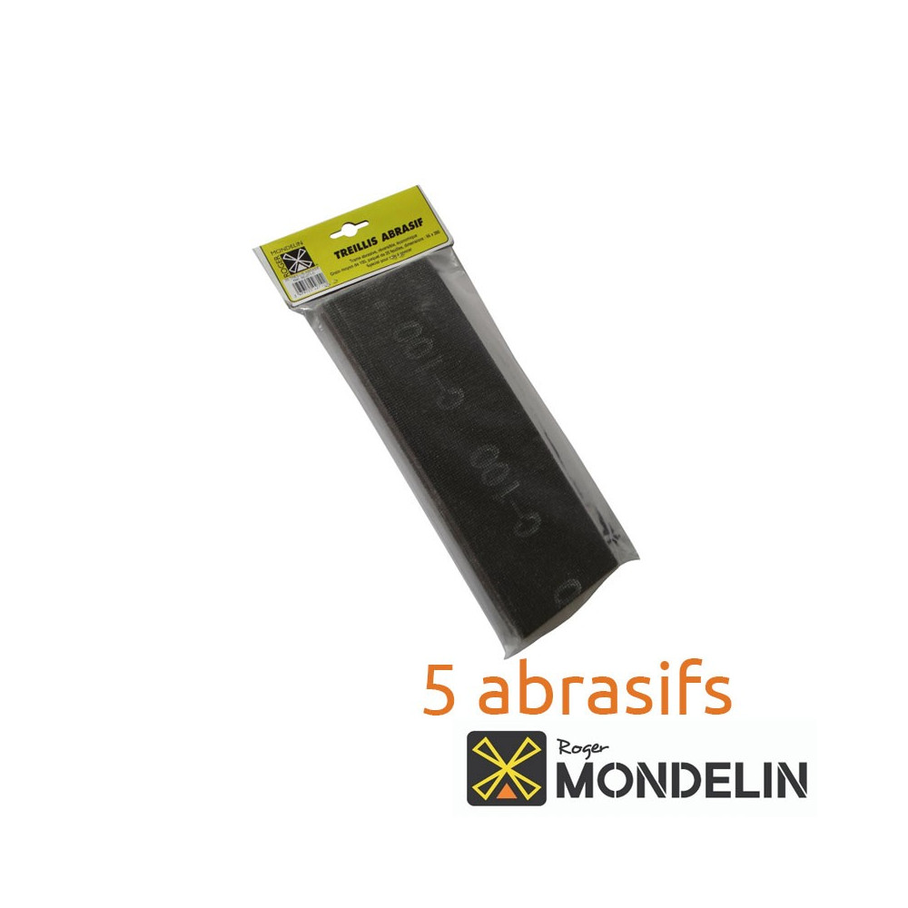 Lot de 5 treillis abrasifs grain moyen 100 Mondelin
