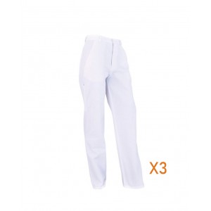 Lot de 3 pantalons coton/poly TRADITIONNELLE blanc