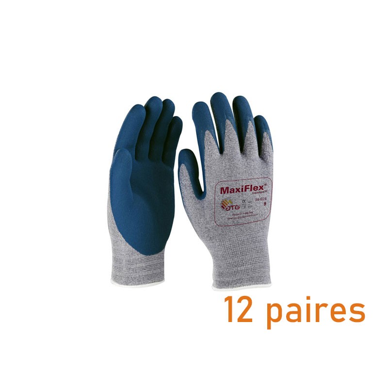 Lot de 12 paires de gants lavables et respirants bleu Vepro