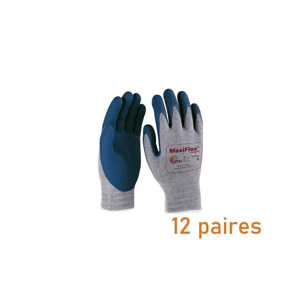 Lot de 12 paires de gants lavables et respirants bleu Vepro