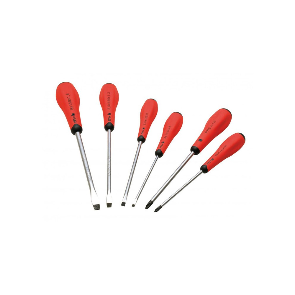 Jeu de 6 tournevis Redgrip fente + phillips MOB