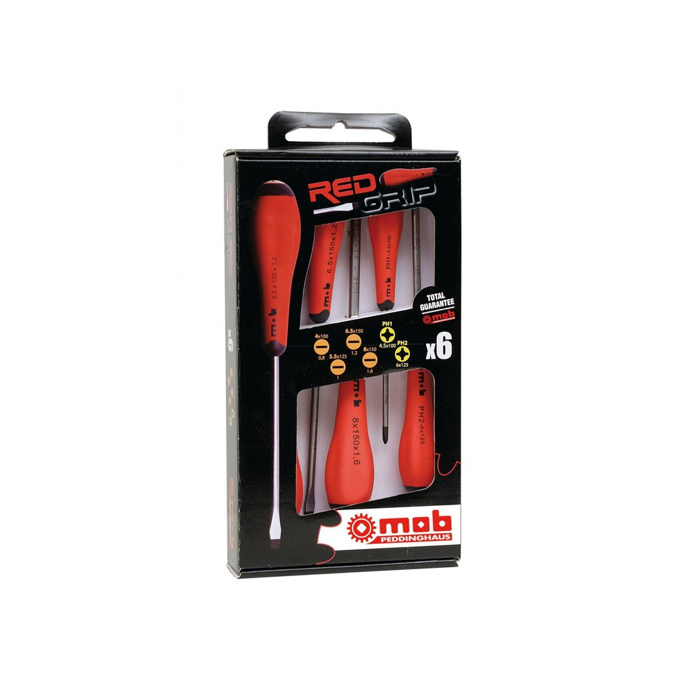 Jeu de 6 tournevis Redgrip fente + phillips MOB