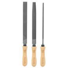 Jeu de 3 limes manche bois sur carte