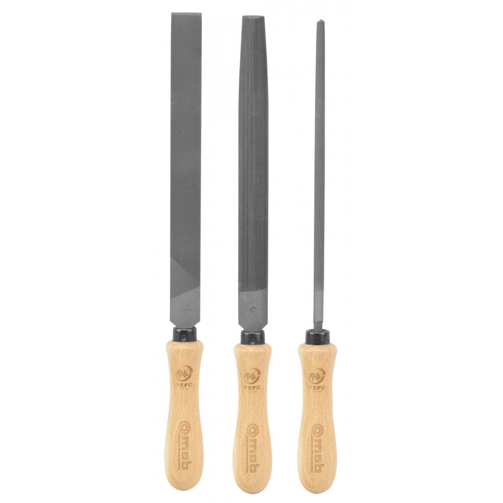 Jeu de 3 limes manche bois - MOB