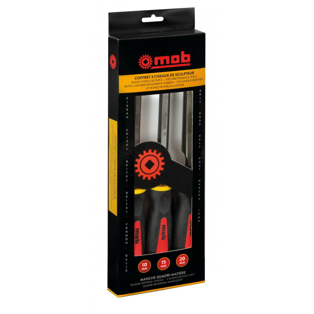 Jeu de 3 ciseaux de sculpteur tri-matière - MOB