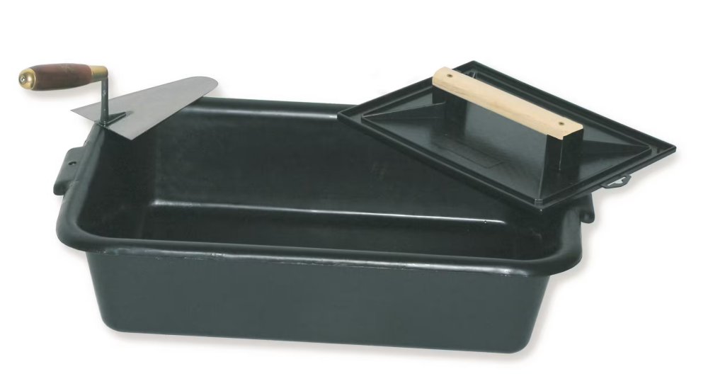 Kit de Maçon Mondelin – Auge 25 L avec Truelle Ronde et Taloche Plastique
