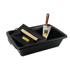 Kit de Maçon Mondelin – Auge 25 L avec Truelle Ronde et Taloche Plastique