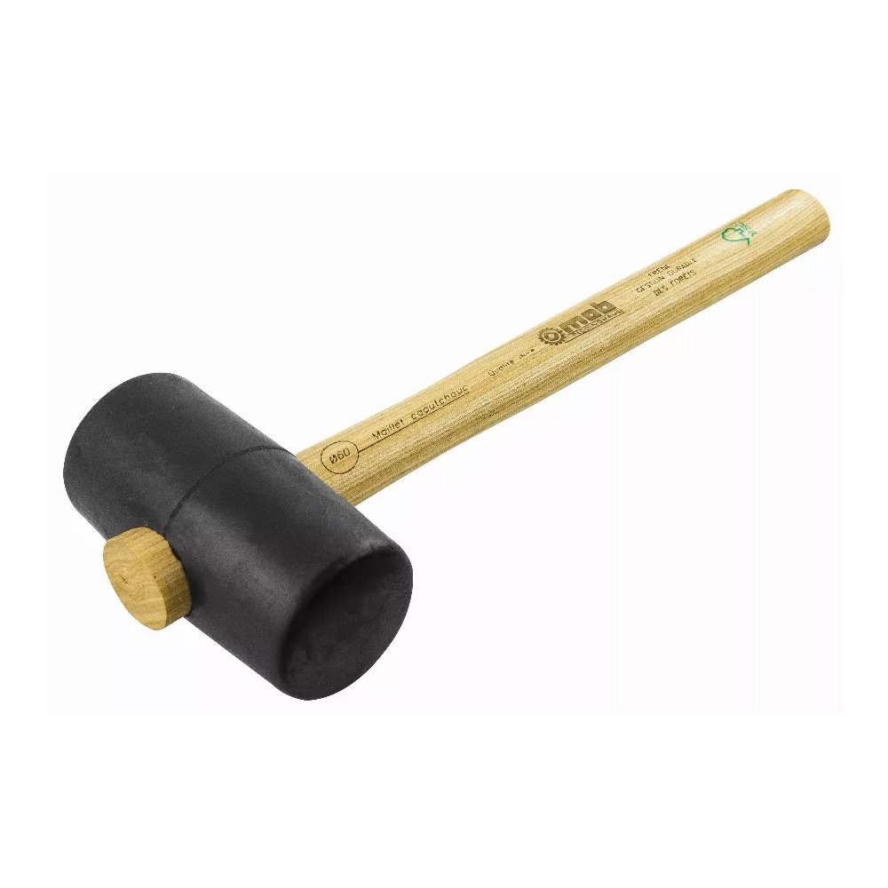 Maillet caoutchouc 60 mm, manche frêne certifié PEFC