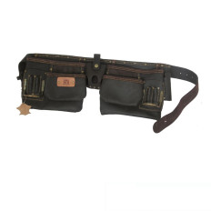 Poche double en cuir tanné avec ceinture Mondelin