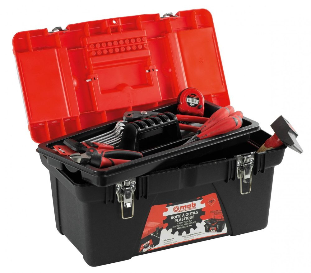 Boîte à outils plastique garnie 25 pièces - MOB