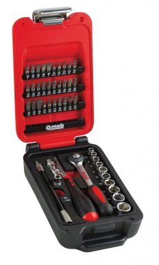 Coffret box 1/4'' 46 pièces 6 pans cliquet rond - MOB