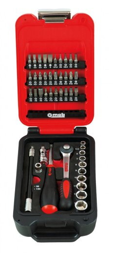 Coffret box 1/4'' 46 pièces 6 pans cliquet rond - MOB