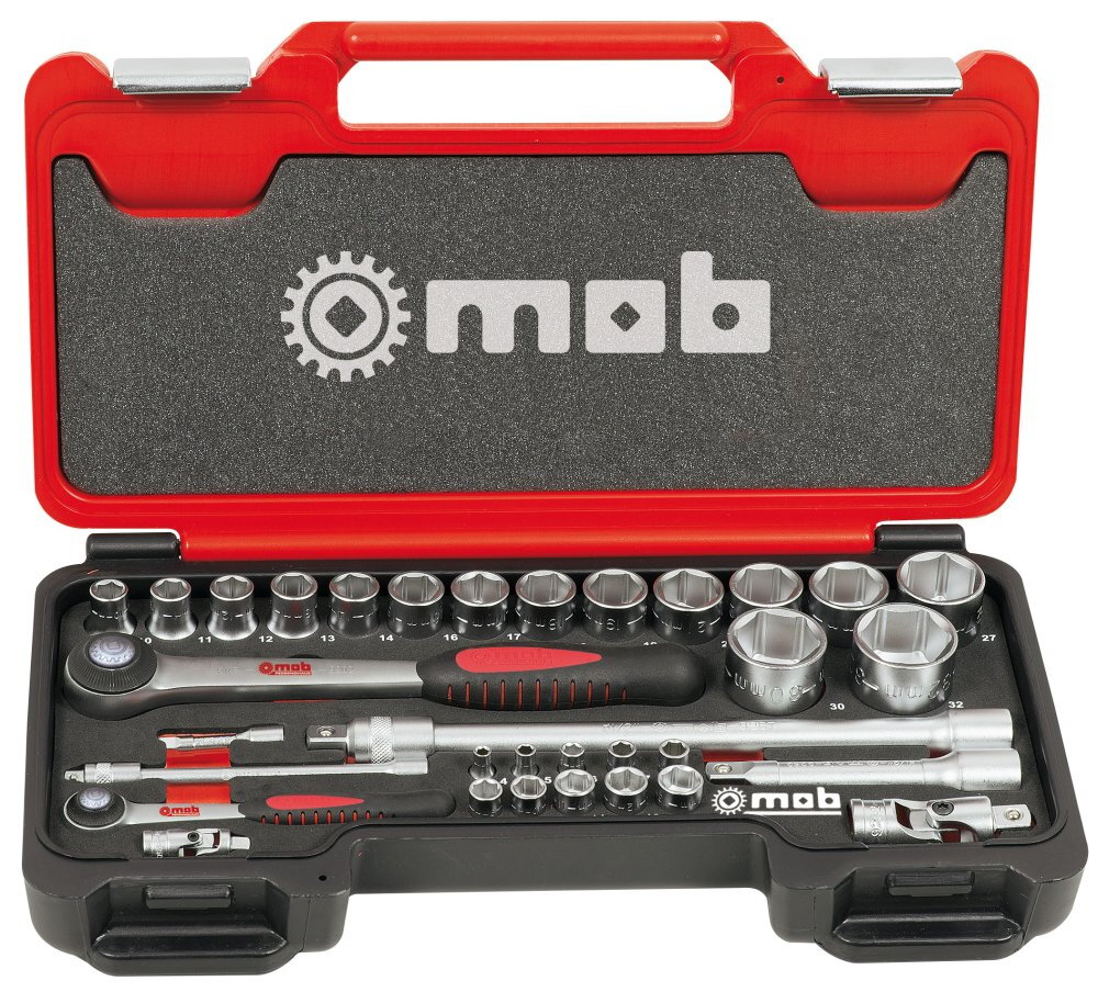 Box Medium 1/4’’ + 1/2’’ 6 P, Cliquet Rond – 33 Pièces - MOB