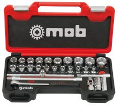 Box Medium 1/2″ – 28 Pièces 6 Pans avec Cliquet Rond - MOB