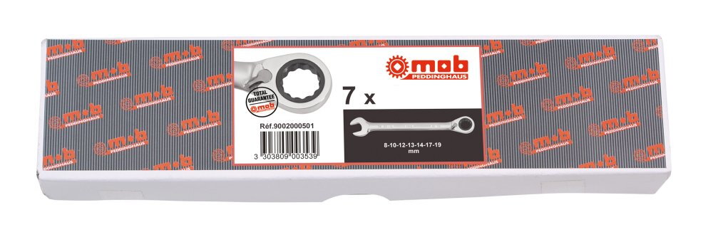 Jeu de 9 Clés Mixtes à Cliquet en Boîte - MOB