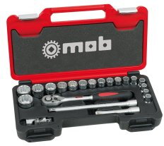 Coffret box 1/2'' 21 pièces – 12 pans, cliquet poire - MOB