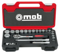 Coffret box 1/2'' 21 pièces – 12 pans, cliquet poire - MOB