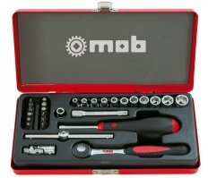 Coffret métallique 1/4" – 29 pièces 6 pans avec cliquet - MOB