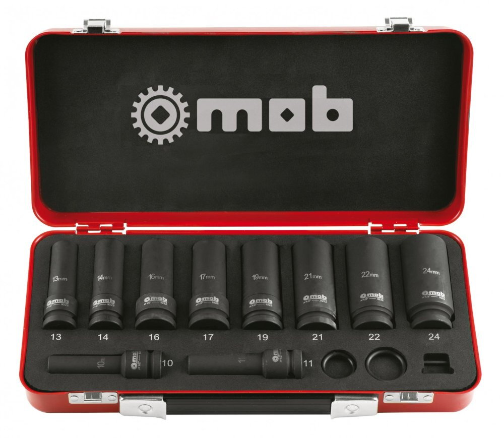 Coffret métallique de douilles impact longues 1/2'' 10 pièces - MOB