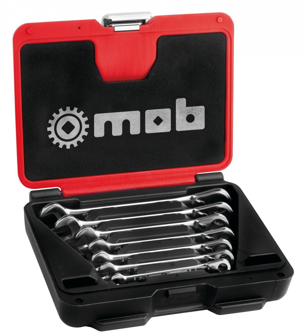 Box coffret de 7 clés mixtes à cliquet, levier lateral - MOB