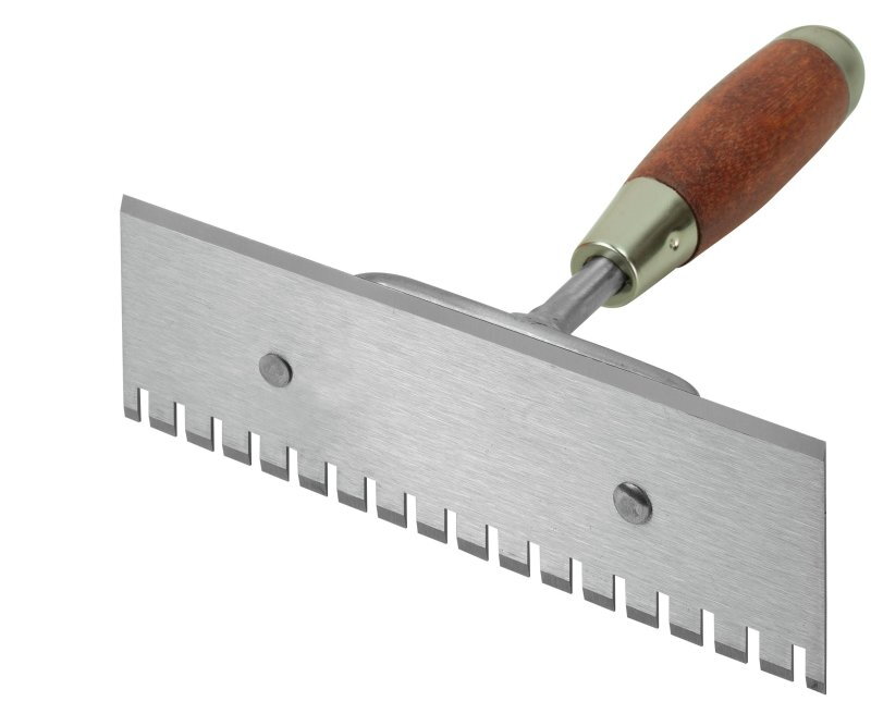 Truelle Berthelet dentée en acier – 1 côté denté, 1 côté lisse biseauté - Mondelin