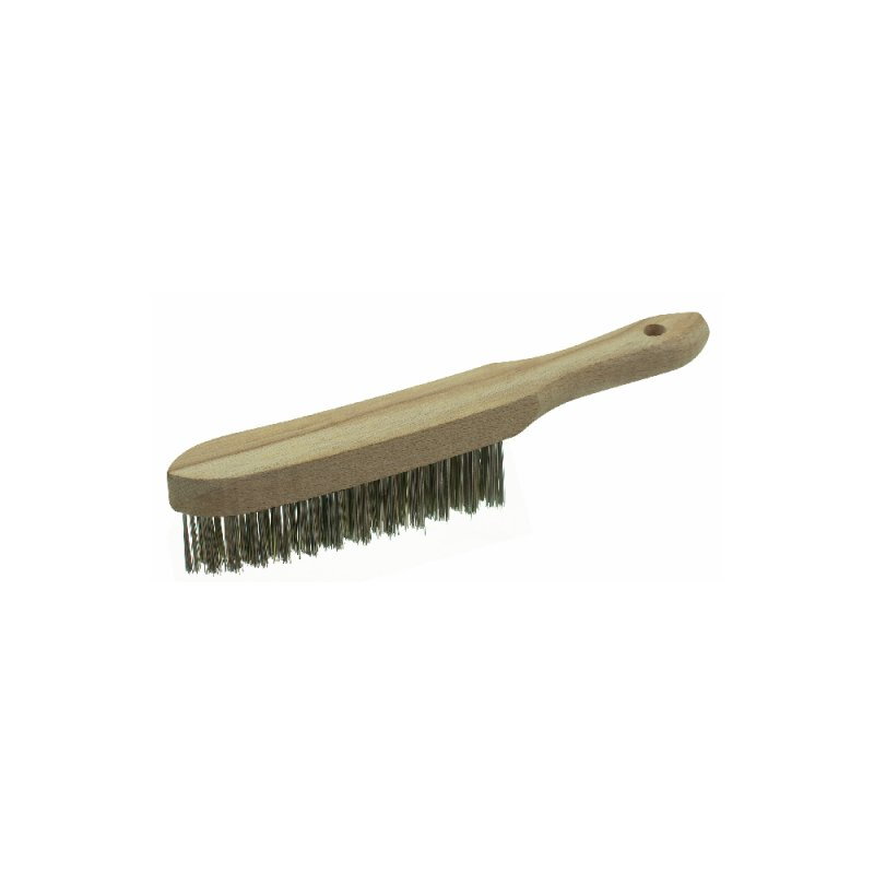 Brosse métallique à manche acier laitonné dur - 4 rangs de fils en acier - Mondelin