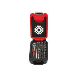 Coffret Box 1/4" – 46 pièces – cliquet tête rotative 100 dents – MOB