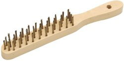 Brosse métallique à manche bois – 4 rangs – fil acier trempé Ø 0,35 mm – MOB