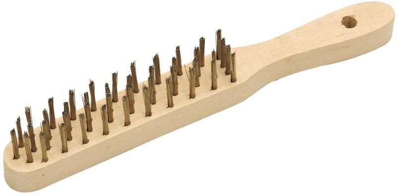 Brosse métallique à manche bois – 4 rangs – fil acier trempé Ø 0,35 mm – MOB