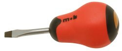 Tournevis court à fente – Lame surmoulée en Chrome Vanadium – Manche bimatière ergonomique – MOB