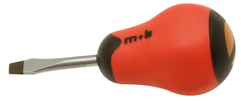 Tournevis court à fente – Lame surmoulée en Chrome Vanadium – Manche bimatière ergonomique – MOB