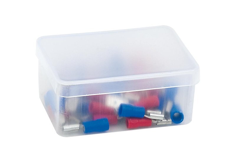 Boîte de 32 cosses électriques isolées mâles et femelles – Assortiment rouge et bleu – MOB