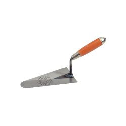 Truelle italienne ronde – Lame en acier bleui souple – Manche hêtre – Finition nickelée – MOB