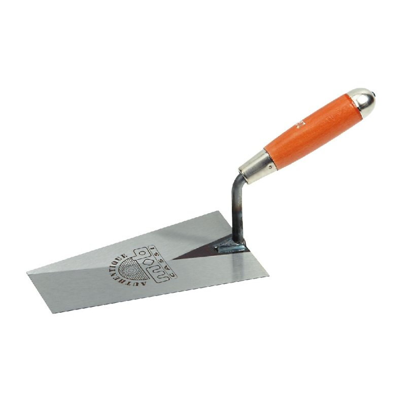 Truelle italienne carrée – Lame en acier bleui souple et indéformable – Manche hêtre – Finition nickelée – MOB