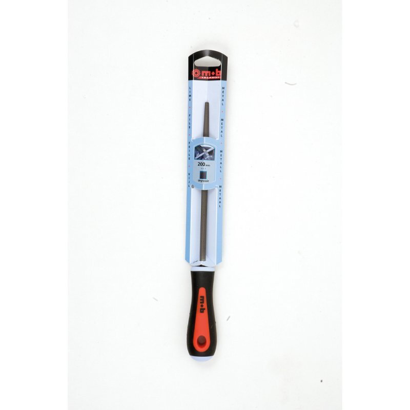 Lime ronde mi-douce – 150 à 250 mm – Acier allié au chrome – Dureté 65 ± 2 HRC – Manche bi-matière – MOB