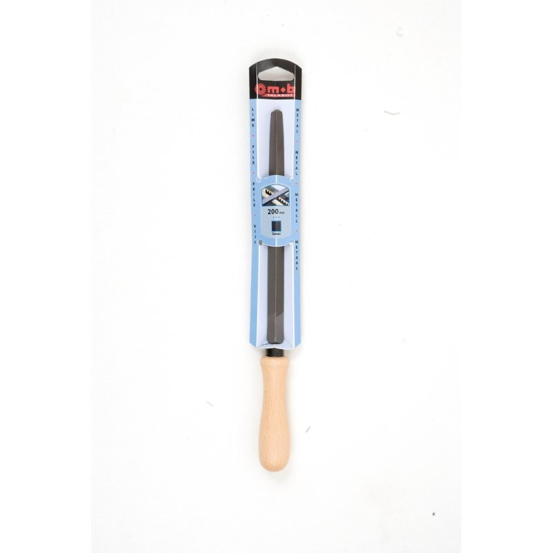 Lime triangulaire bâtarde – 200 à 250 mm – Acier allié au chrome – Dureté 65 ± 2 HRC – Manche bois dur PEFC – MOB