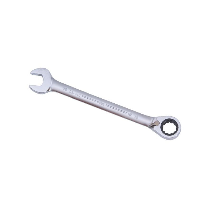 Clé mixte à cliquet – Acier Chrome Vanadium – Angle de reprise 5° – Tête inclinée 15° – ISO 1711-1 – MOB