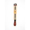 Râpe demi-ronde grosse piqûre – 200 à 250 mm – Acier 0,45 % carbone – Dureté 53 HRC – Manche bi-matière – MOB