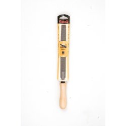 Râpe demi-ronde grosse piqûre – 200 à 250 mm – Acier 0,45 % carbone – Dureté 53 HRC – Manche bois PEFC – MOB