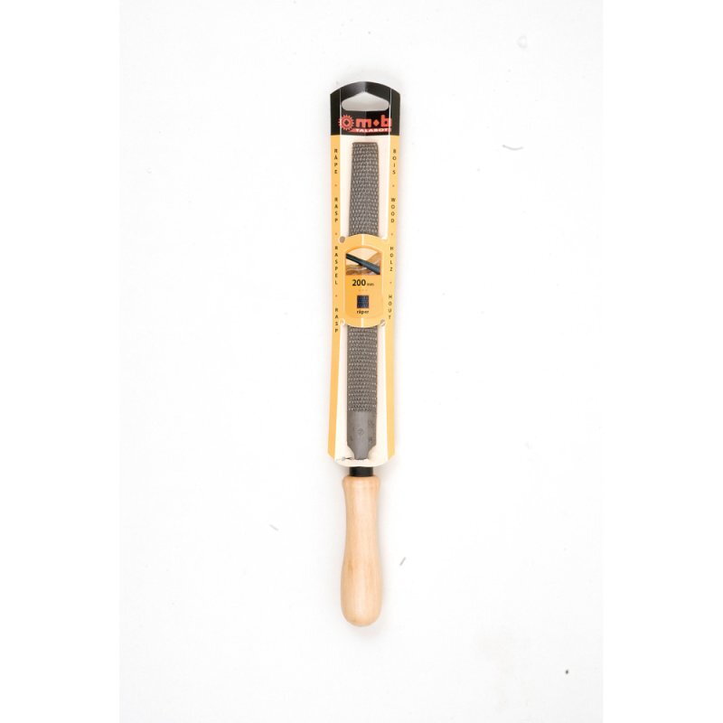 Râpe demi-ronde grosse piqûre – 200 à 250 mm – Acier 0,45 % carbone – Dureté 53 HRC – Manche bois PEFC – MOB