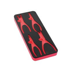 Module mousse vide pour 4 pinces à circlips – Mousse bicolore haute densité – 385 × 165 mm – MOB