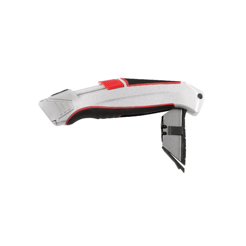 Cutter de sécurité avec dragonne – Lame auto-rétractable – Corps métallique robuste – Porte-outil ceinture – MOB