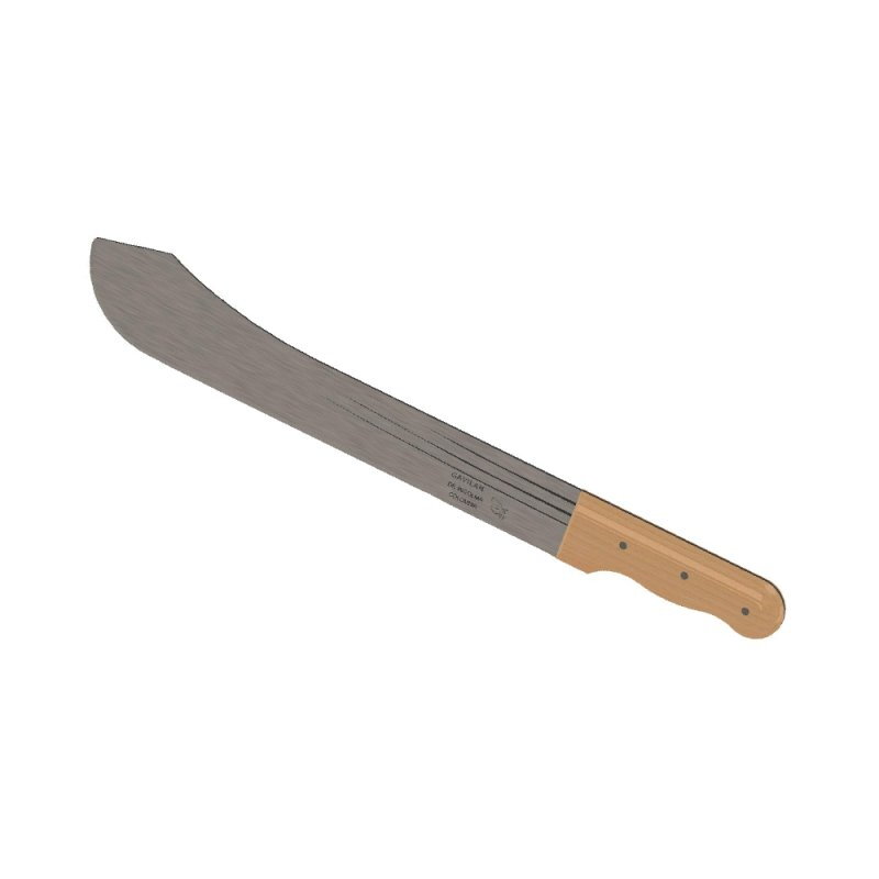 Machette courbée – Lame en acier carbone C75S – Dureté 49-52 HRC – Manche bois riveté – MOB